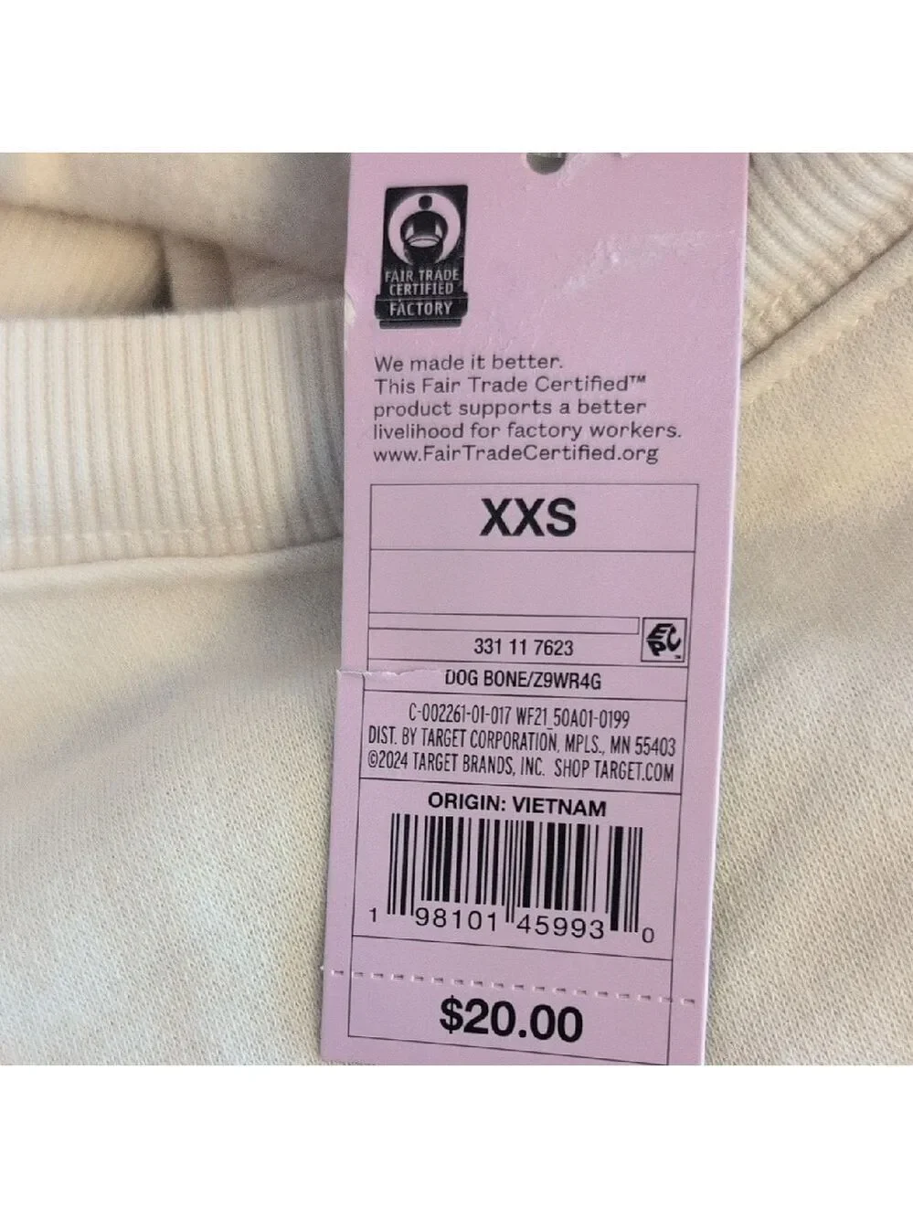 NWT Wild Fable Off-White Crew Neck Crop Sweatshirt XXS -717C - Picture 5 of 5